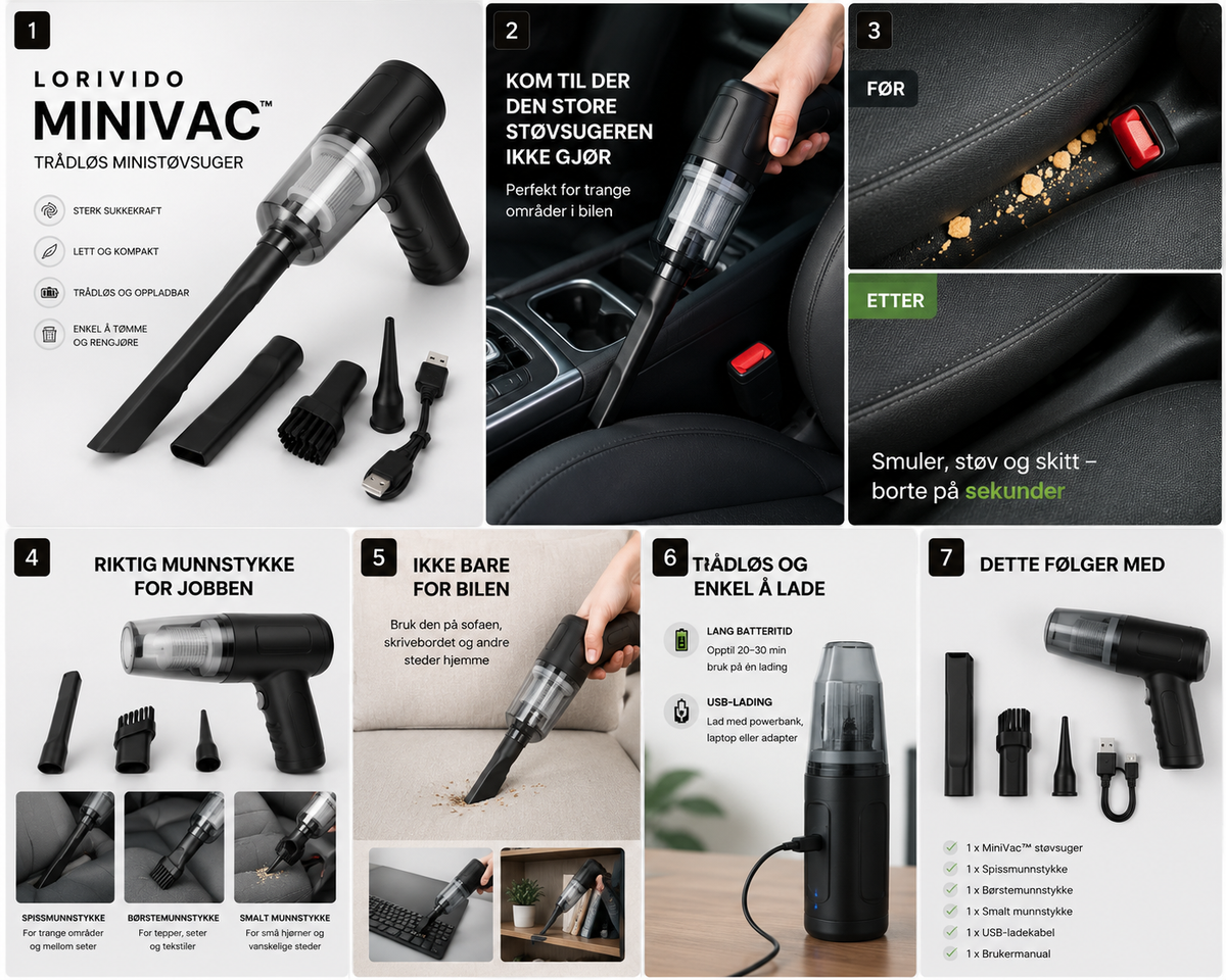 Lorivido MiniVac™ – Trådløs Ministøvsuger
