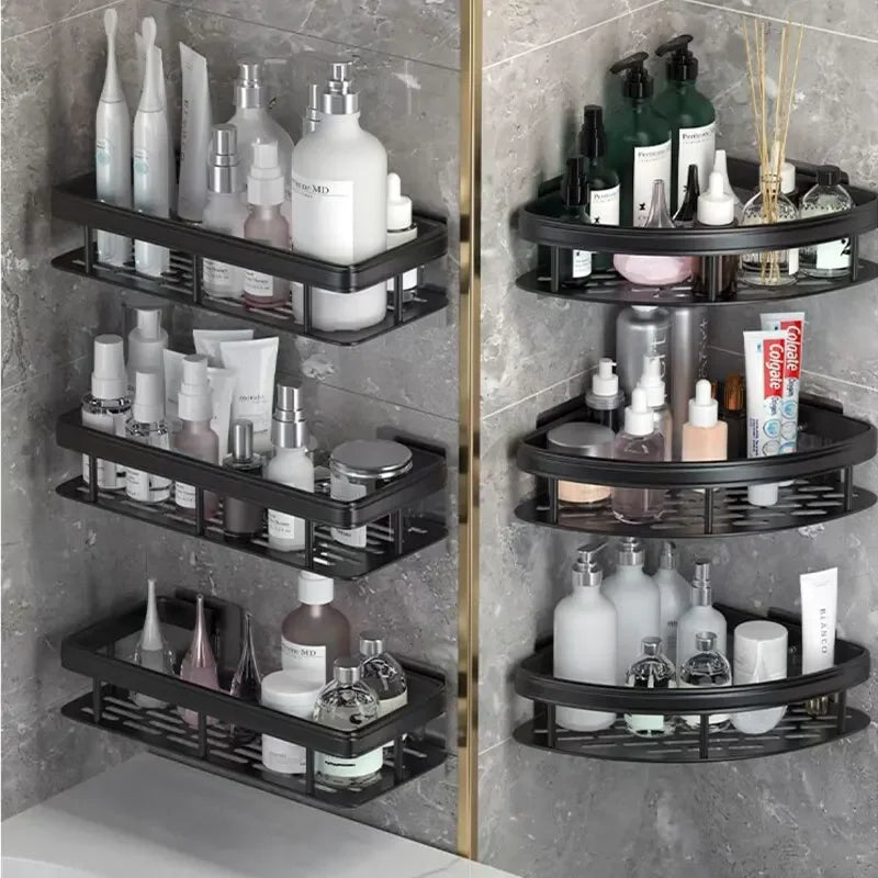 NO-DRILL Bathroom Corner Shelf