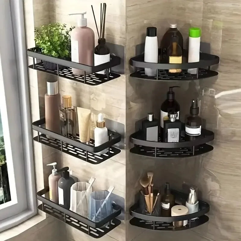 NO-DRILL Bathroom Corner Shelf
