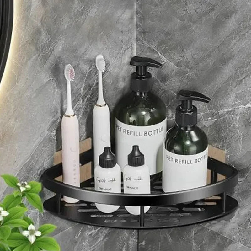 NO-DRILL Bathroom Corner Shelf